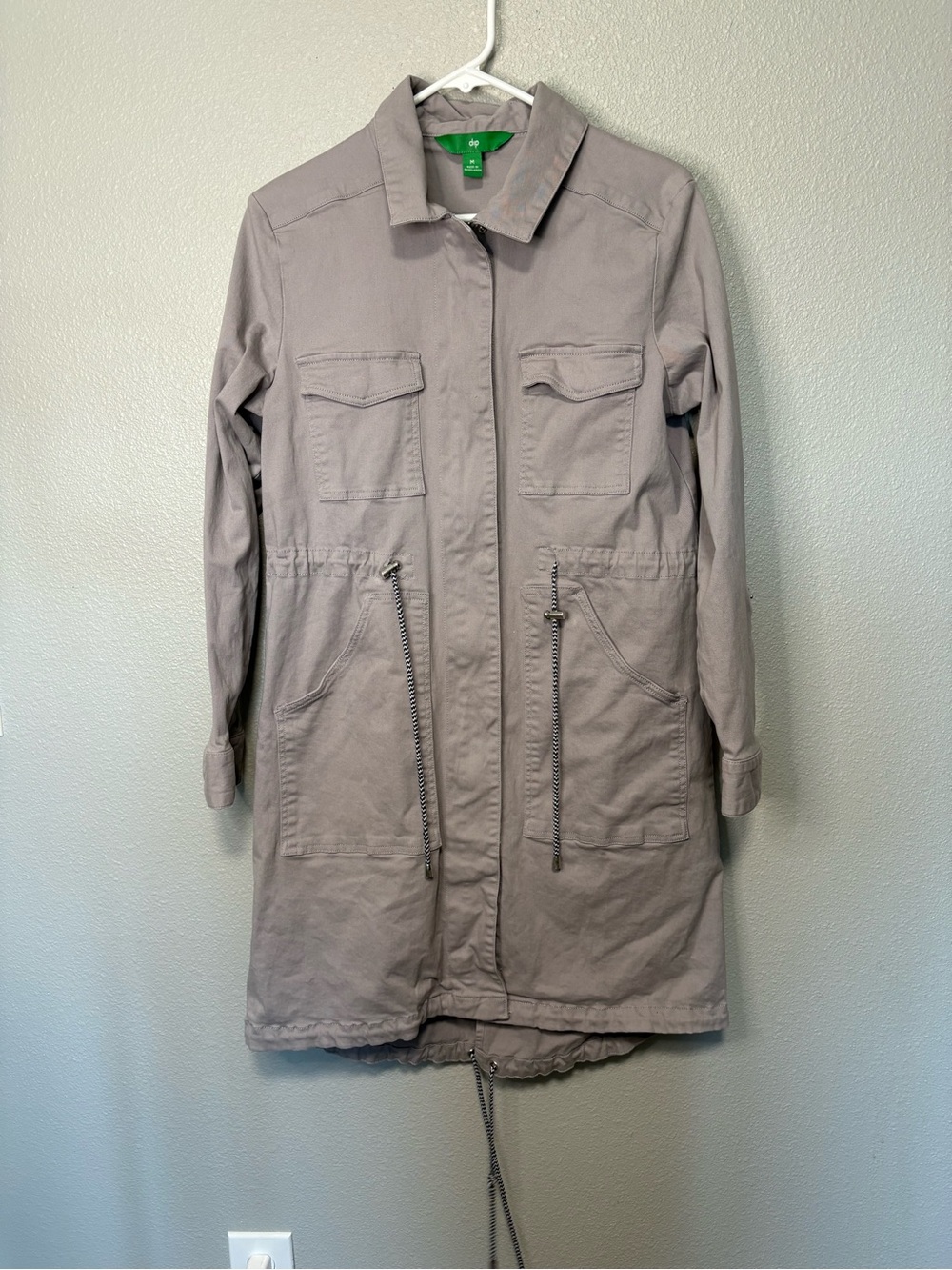 Dip Women’s Light Gray Utility Jacket - Drawstring Detail - Size Medium